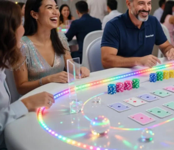 Kolorowy stół pokerowy z żetonami na evencie