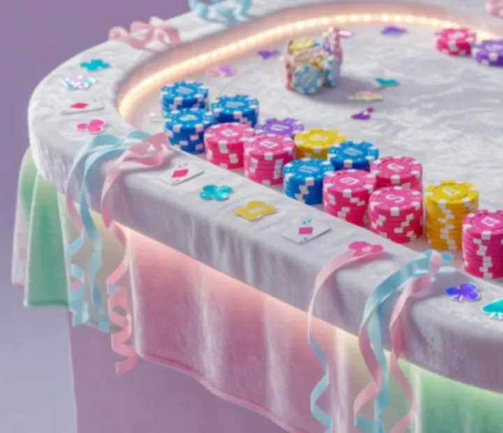 Kolorowa scenografia stołu pokerowego na evencie